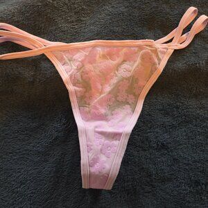 Victoria's Secret Pink! Light pink mesh double strap V-string panties size XL